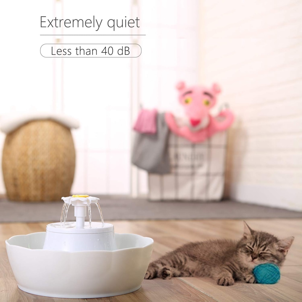 Pet Fountain Cat Water Dispenser LED Lighting 2.3L Cat Fountain Dog Water Drinking Dual Filters Fresh Clean Water Ultra Quiet