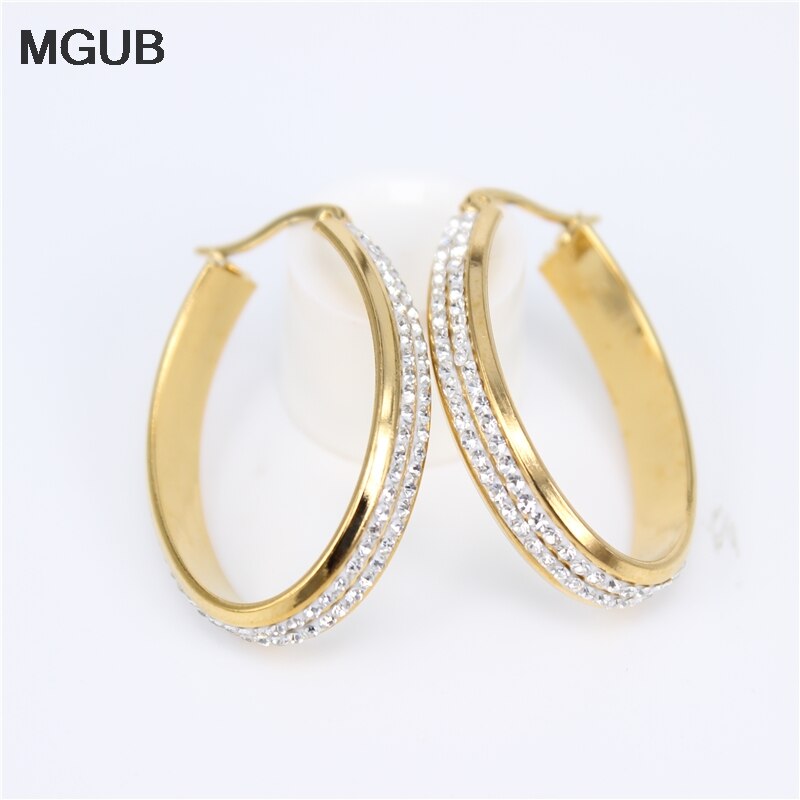 MGUB or couleur/argent couleur lisse acier inoxydable populaire femme oreille bijoux lisse réfléchissant plan simple anneau suspendu LH154