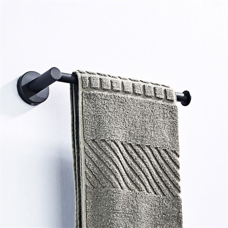 Tuqiu håndklædering vægmonteret håndklædeholder sort badeværelse håndklædeophæng opbevaringshylde badeværelsestilbehør håndklædeholder: Default Title