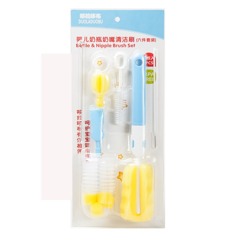 Cepillo de esponja para limpieza de botellas de bebé, brochas especiales de vidrio, mango seguro para niños, herramientas Flessenborstel, accesorios para botellas, 12 Uds.: Blue