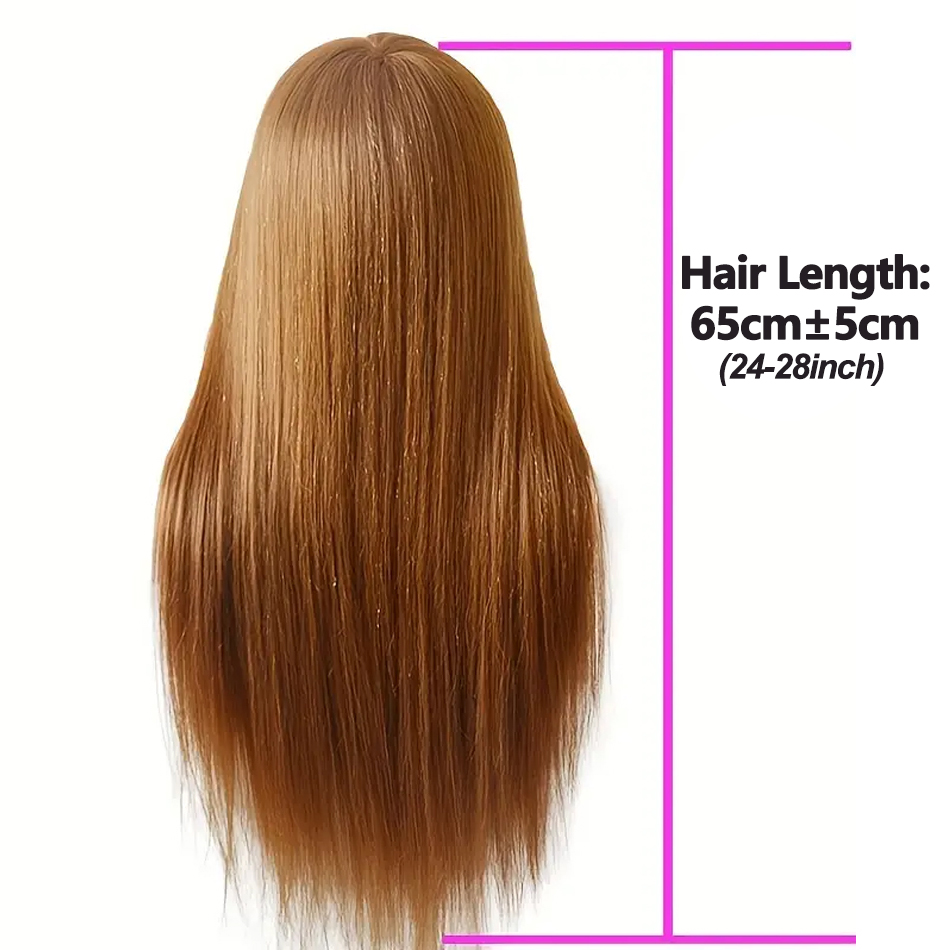 Long Synthetic Fiber Hair Mannequin Head With Free Clamp Stand Hairdresser Training Manikin Cosmetology Doll Head For DIY Braid