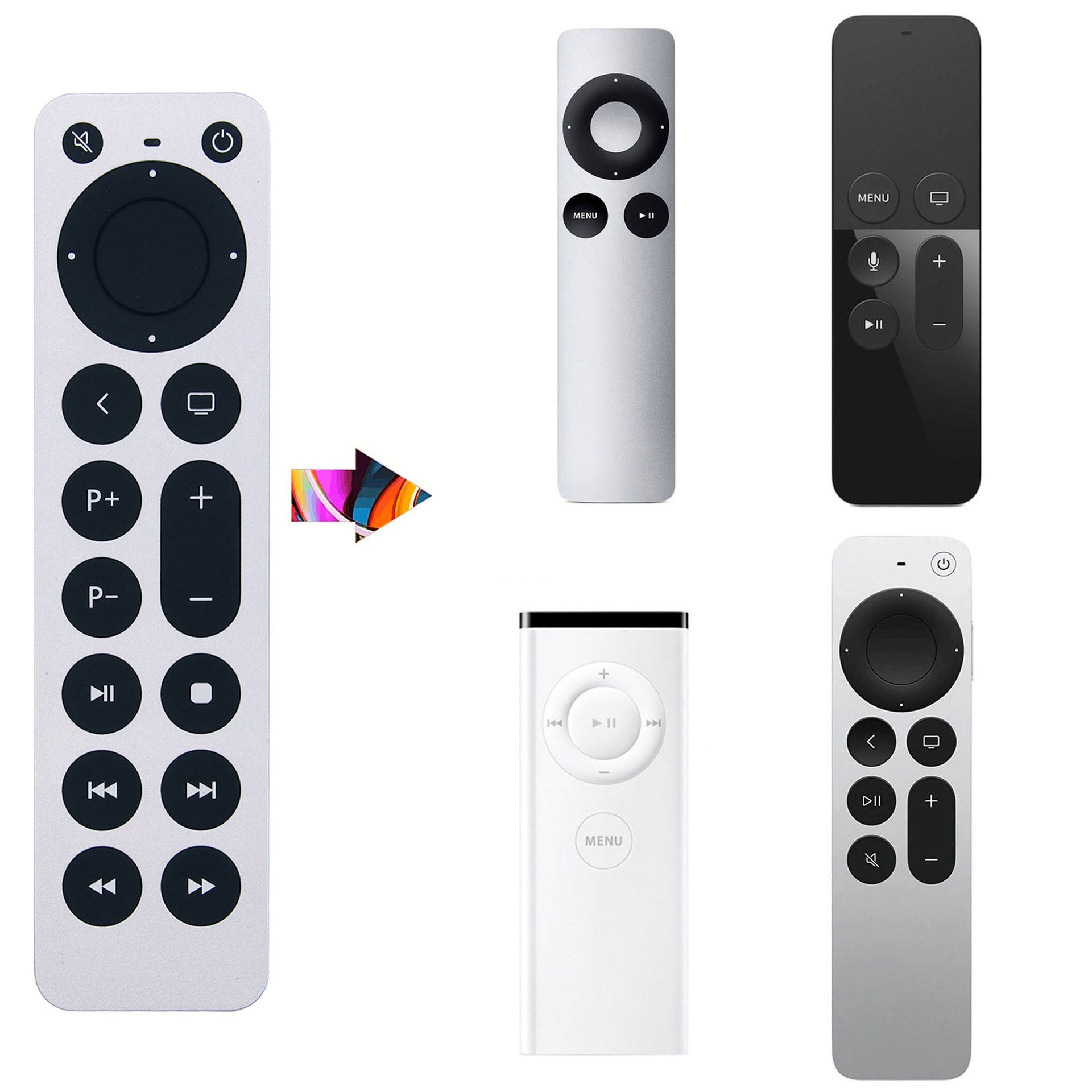 Télécommande Apple TV de remplacement pour Apple TV 4K/Gen 1 2 3 4/ HD A2843 A2737 A2169 A1842 A1625 A1427 A1469 A1378 A1218 (sans voix)