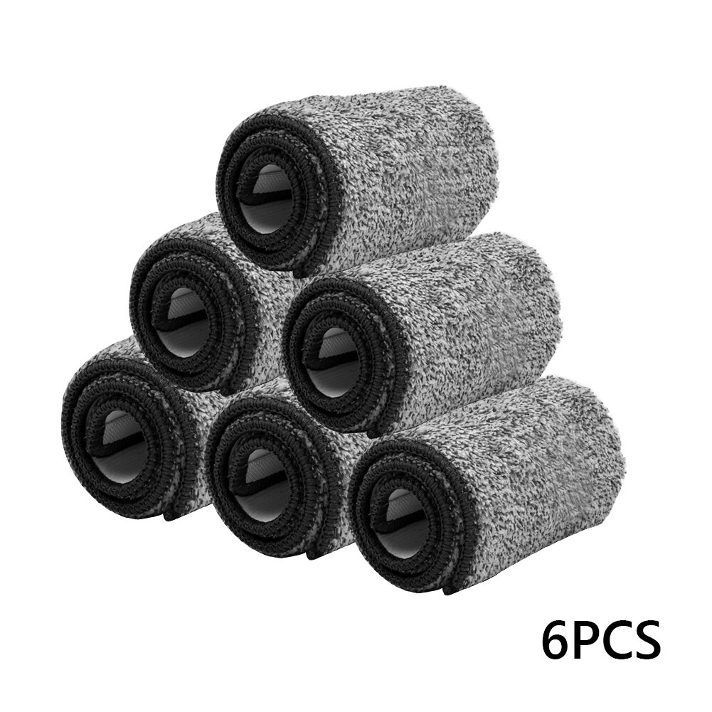 Platt klämmopp handfri tvätt golv rengöring mopp mikrofiber moppkuddar våt eller torr användning spinnmopp hemhus kontor: Endast 6 moppdukar