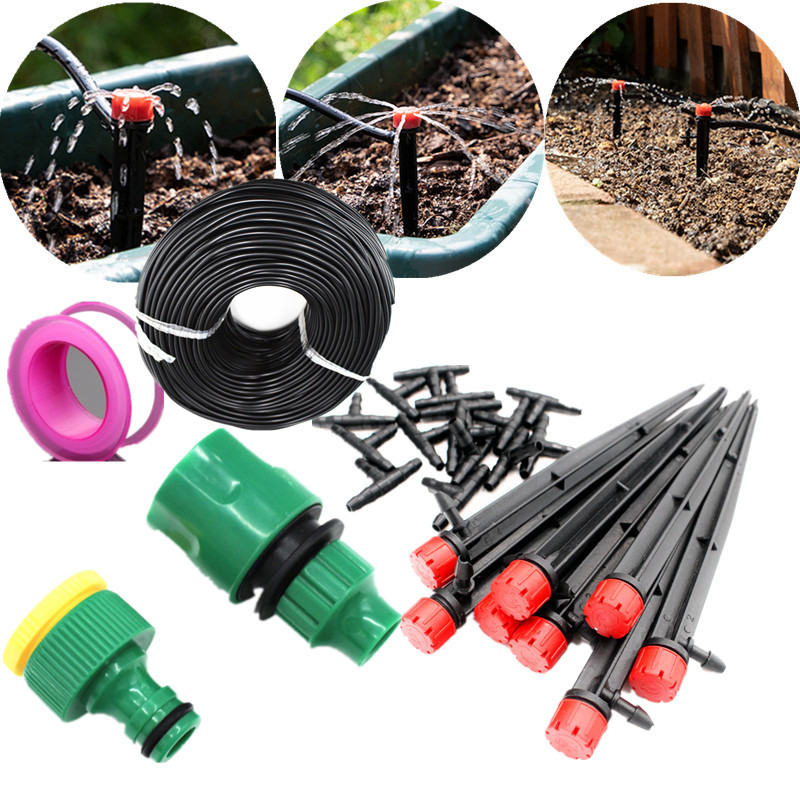 Conjunto de gotejador ajustável vermelho, 10/20/25m, micro sistema de irrigação por gotejamento, auto-irrigação, jardinagem