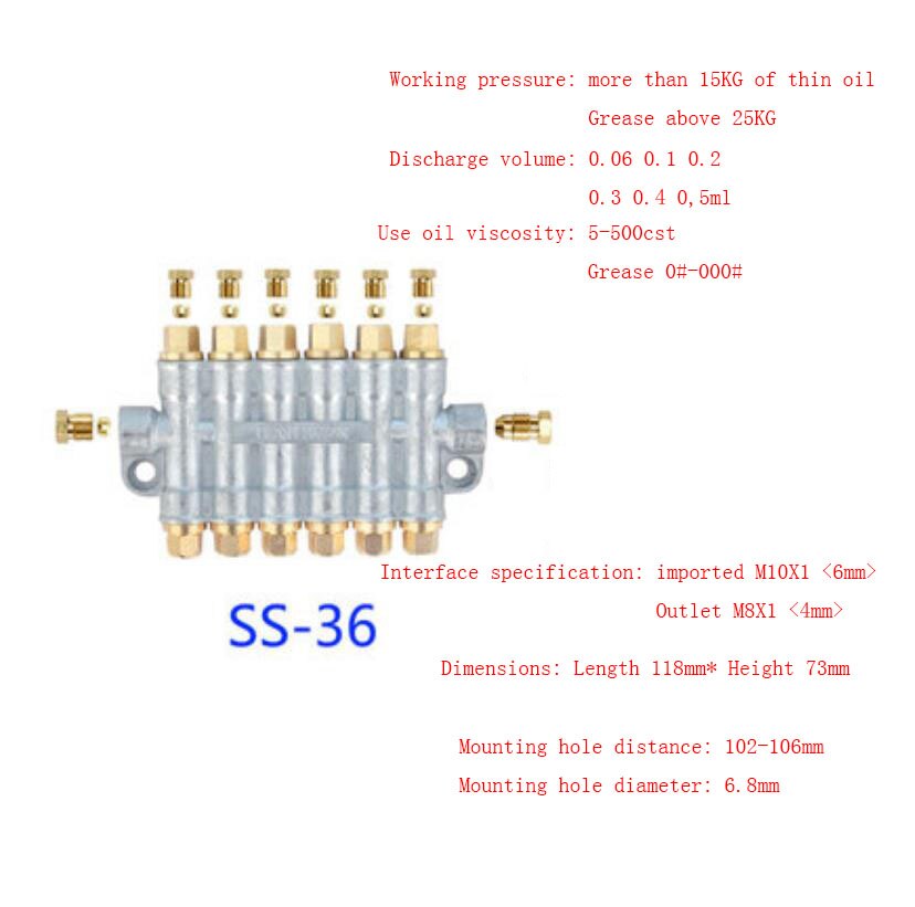 1PC Volumetric Oil Distributor 2-6 Way Lube Oil Piston Distributor Value Manifold Block For Lube Pump CNC Machine Tool Lathe: 15