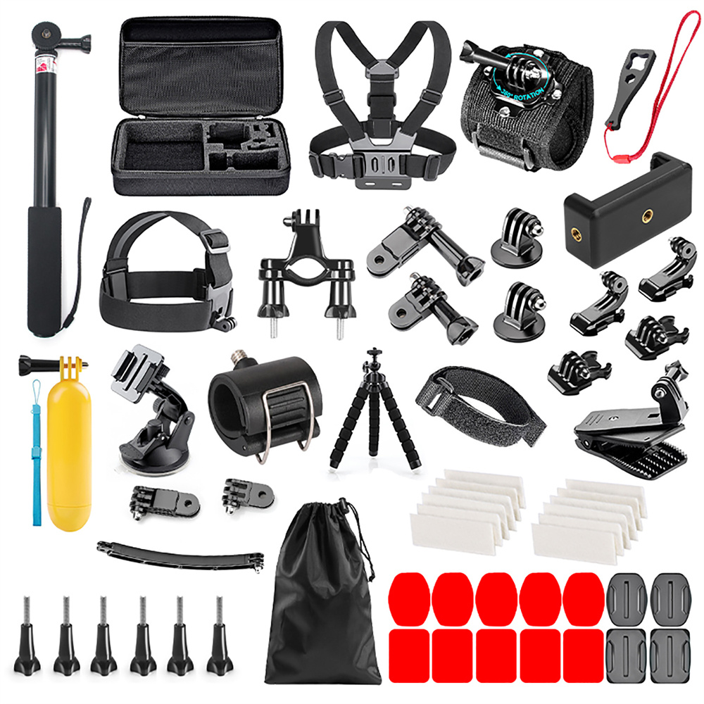 Action Camera Accessories Kit for Gopro Hero 12 11 10 9 8 7 6 5 4 Max Mount Session YI 4K SJCAM EKEN Osmo AKASO APEMAN Accessory: gold color
