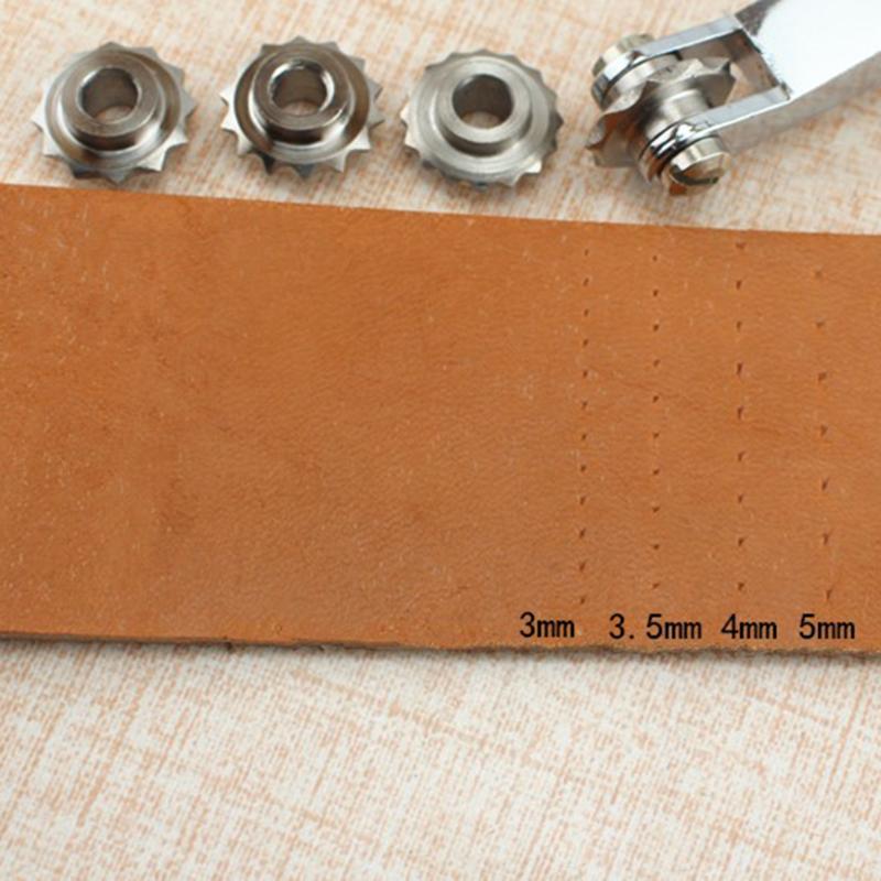 4 ruedas DIY herramientas de cuero separadores para manualidades Sistema de repujado juego de cuero espaciado rueda punzonadora herramienta para cuero