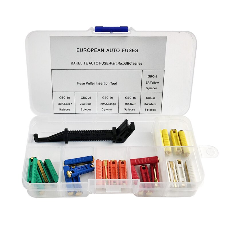 Car Eastern Europe Fuse 5A-30A Eastern European Car Fuse Cylindrical Fuse Ceramic Tube Fast-blow Fuse Auto Supplies Fuse Block: Default Title