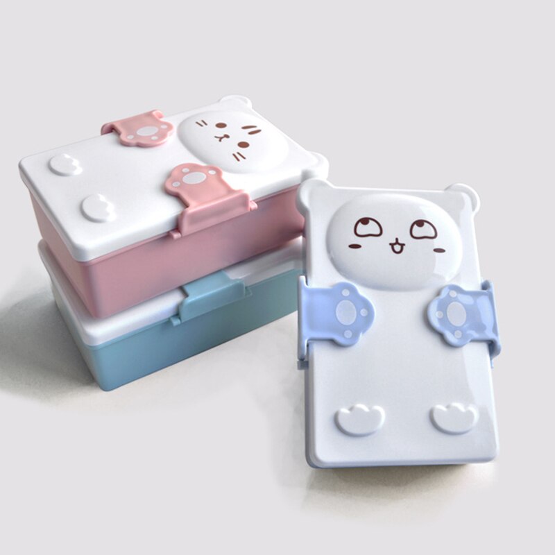 Cartoon Mooie Bento Dozen Dubbele Laag Plastic Sandwich Lunch Doos Voedsel Opbergdoos Magnetron Voor Kids Alimentaire Case