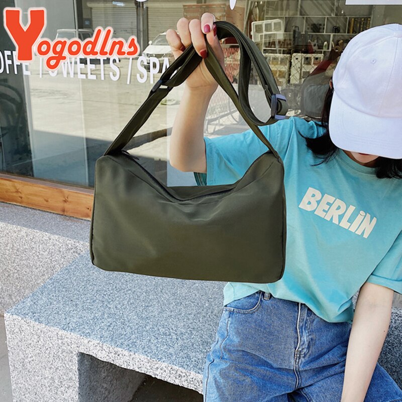 Yogodlns vintage nylon yksivärinen käsilaukku rento olkalaukku yksinkertainen olkalaukku naisen kainalokassi kukkaro