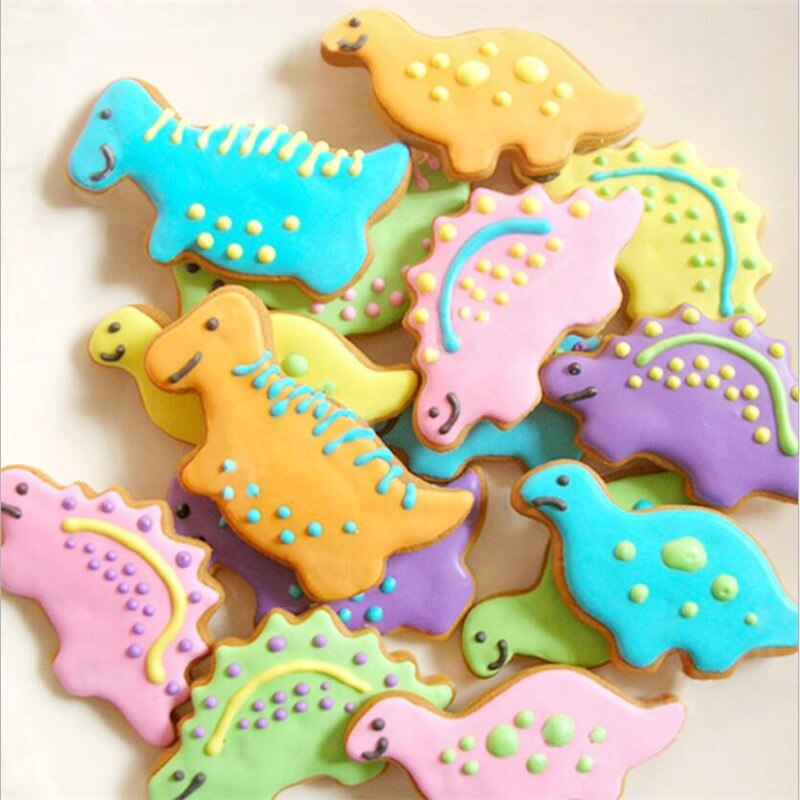 4 Stks/partij Leuke Dinosaurus Biscuit Cookie Cutters Mallen Dier Cake Decorating Pastry Rvs Bakken Tools Voor Zoetwaren