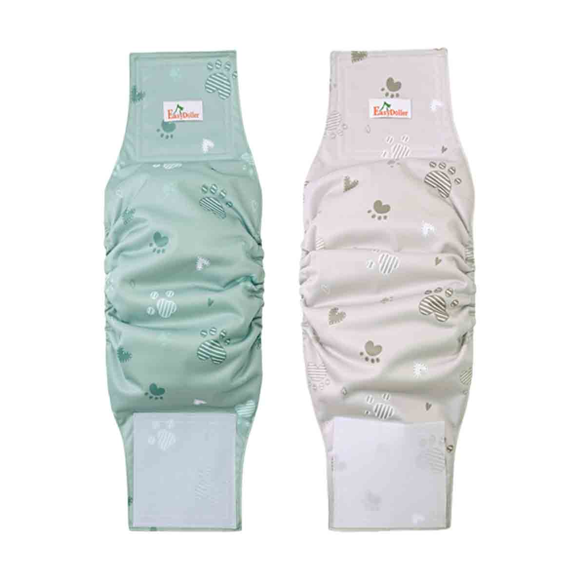 2 Pack Washable Male Dog Diaper Cute Cartoon Paw Print Pattern Pet Nappy Belly Band Wrap Reusable Sanitary Pants DogS Underwear: M / Red
