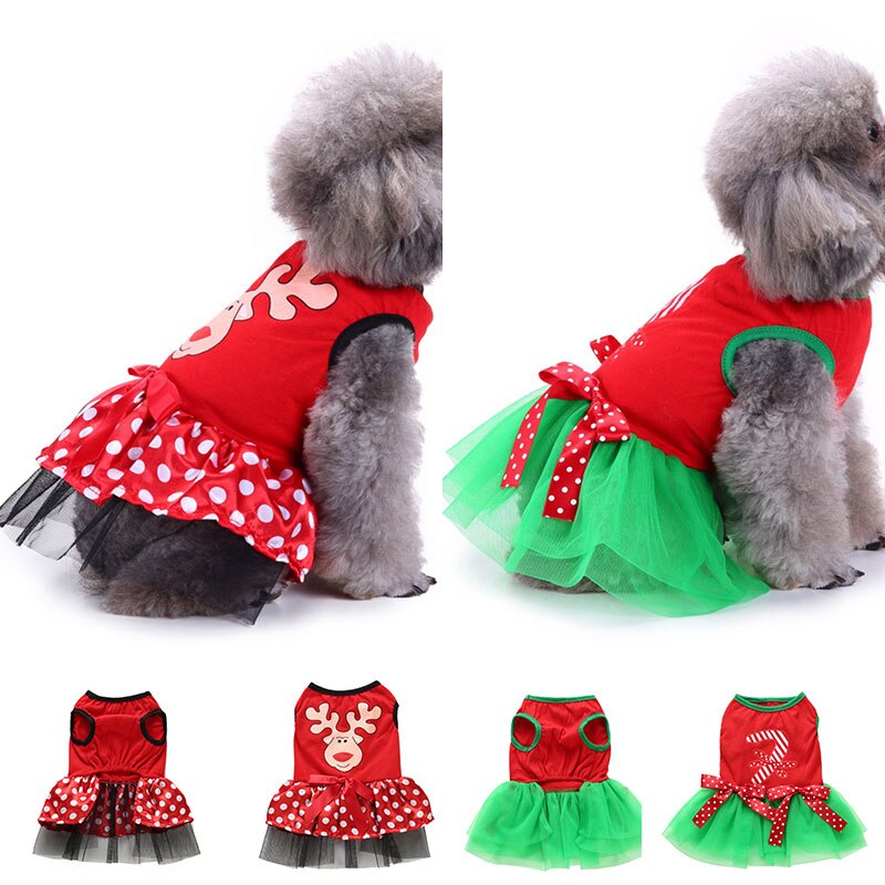 Hundetøj vinter julekjole til små hunde chihuahua mops fransk bulldog tøj hvalp hunde nederdele