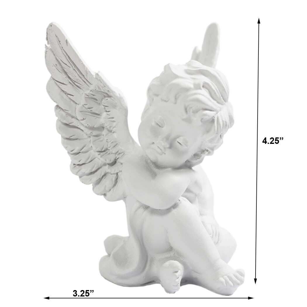 L Set Van 2 Hars Schattige Engeltjes Engelen Standbeelden Beeldje Beschermengel Tuin Engelen Sculptuur Leuke Angel Collection 4.25"