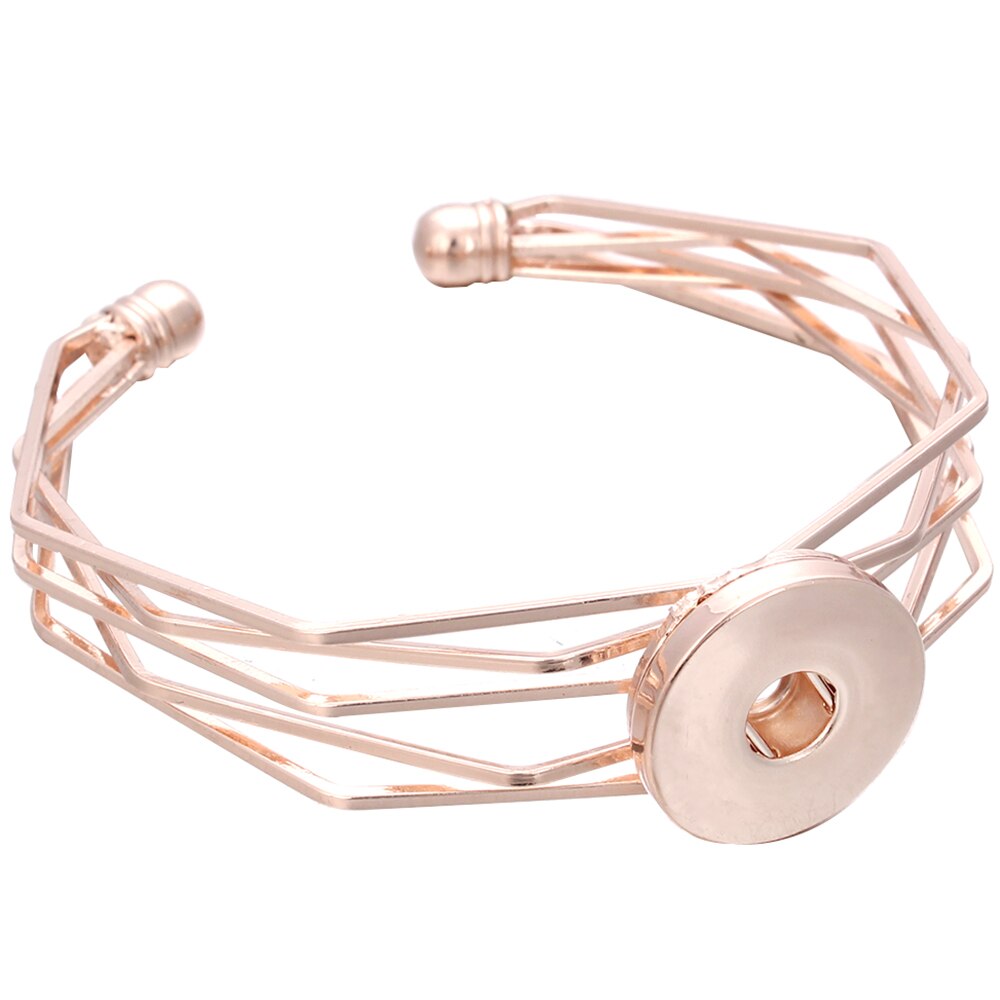 Snap Bracelet Rose Gold Silver Color Snap Bracelet Bangles Crystal 18MM Snap Button Bracelet for Women Men Exchange Jewelry: 14