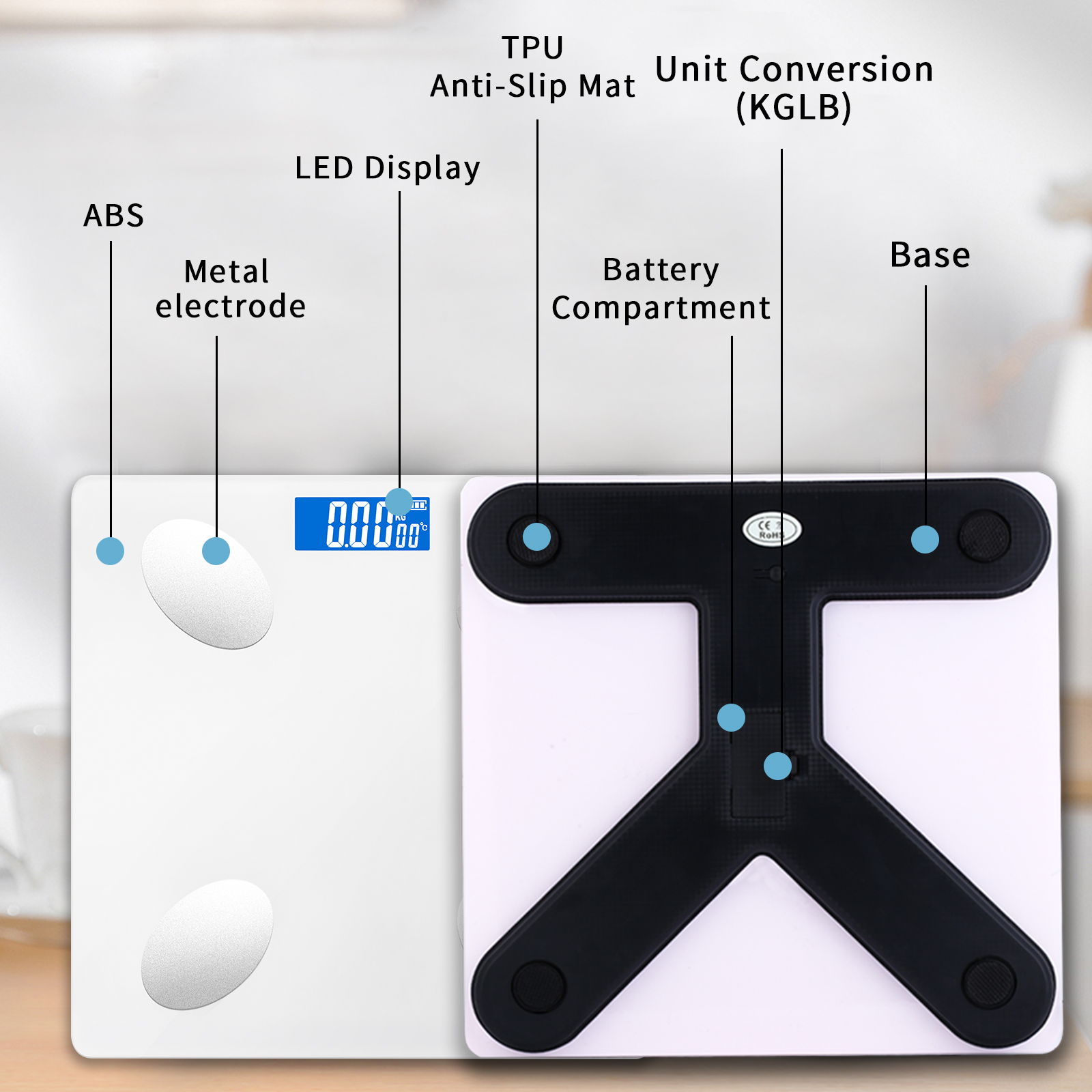 Bathroom Weight Scale Bluetooth Floor Body Scale Smart Electronic Weight Scale 18 Data Balance Body Composition Analyze Sync App