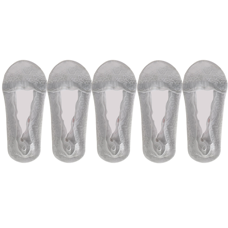 Lot de 5 paires chaussettes femmes en lot soquettes courtes femme de chaussettes en dentelle pour femme, invisible, été, transparent, court, ensemble de rinçage, blanc, coupe basse, silicone, antidérapant, bateau: Bleu