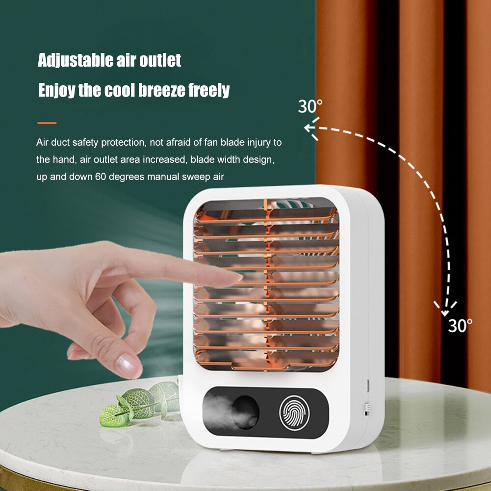 Portable 2 in 1 3 Gears Handheld Leafless Air Humidifier Fan USB Quiet Summer Electric Personal Desktop Fan for Office Bedroom