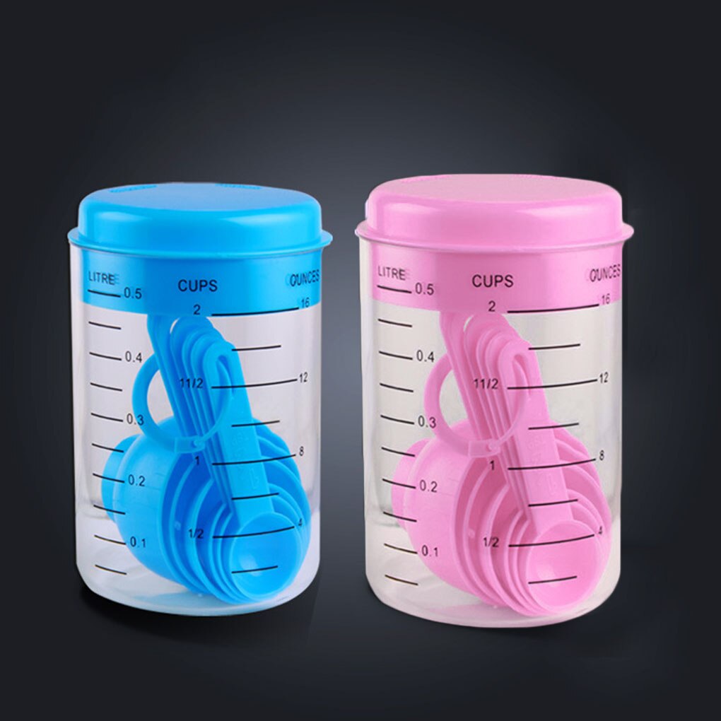 7pcs/Set Plastic Measuring Cups With Spoons Measure Kitchen Utensil Cooking Scoops Sugar Cake Baking Scales Spoon Kitchen Tools