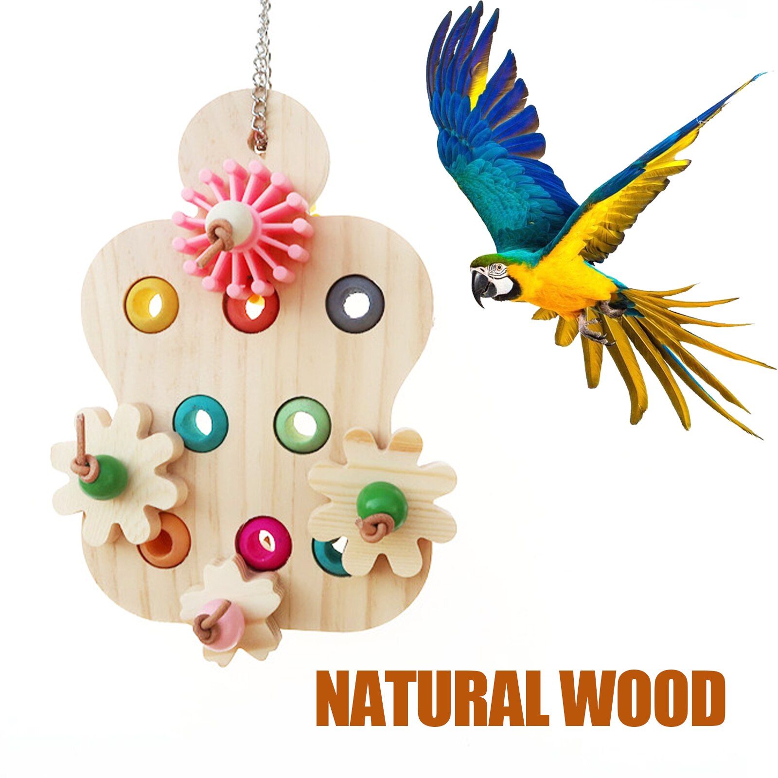 Juguetes educativos para loros grandes, juguetes interactivos de madera coloridos para masticar, productos de entrenamiento, suministros para aves