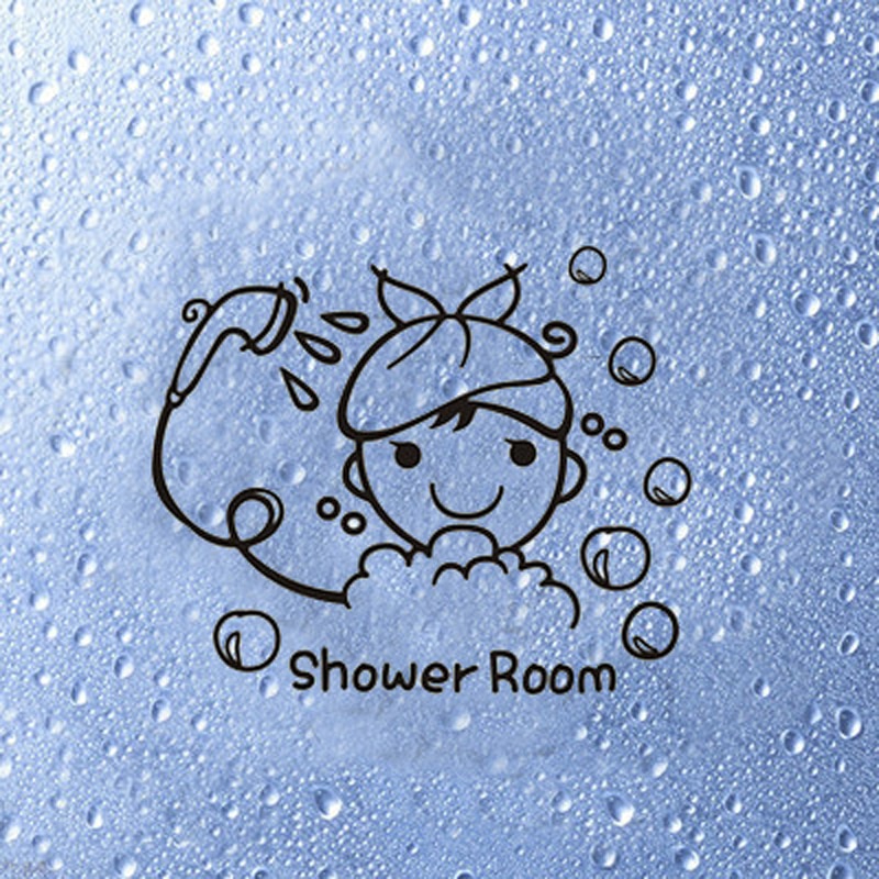 Cartoon Leuke Badkamer douche grappige baden Muur Sticker voor kinderkamer DIY Muur Art Decals Stickers Home Decor Behang