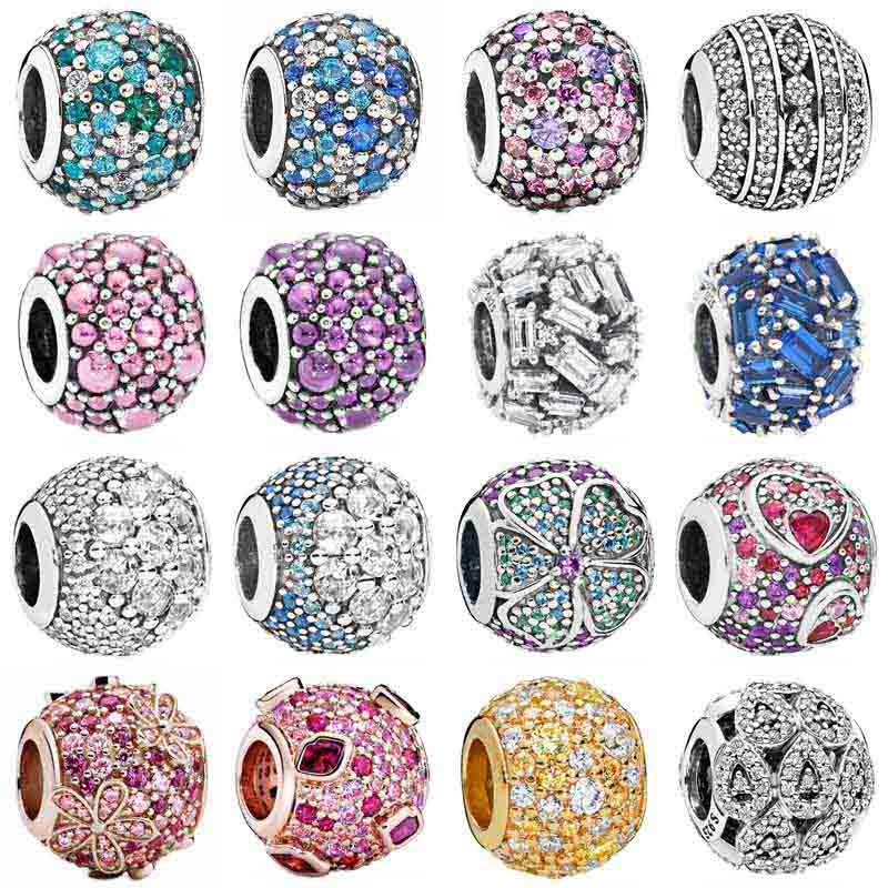 Mosaic Ball Blue & Clear Enchanted Chiselled Elegance Droplet Charm 925 Sterling Silver Beads Fit Bracelet DIY Jewelry