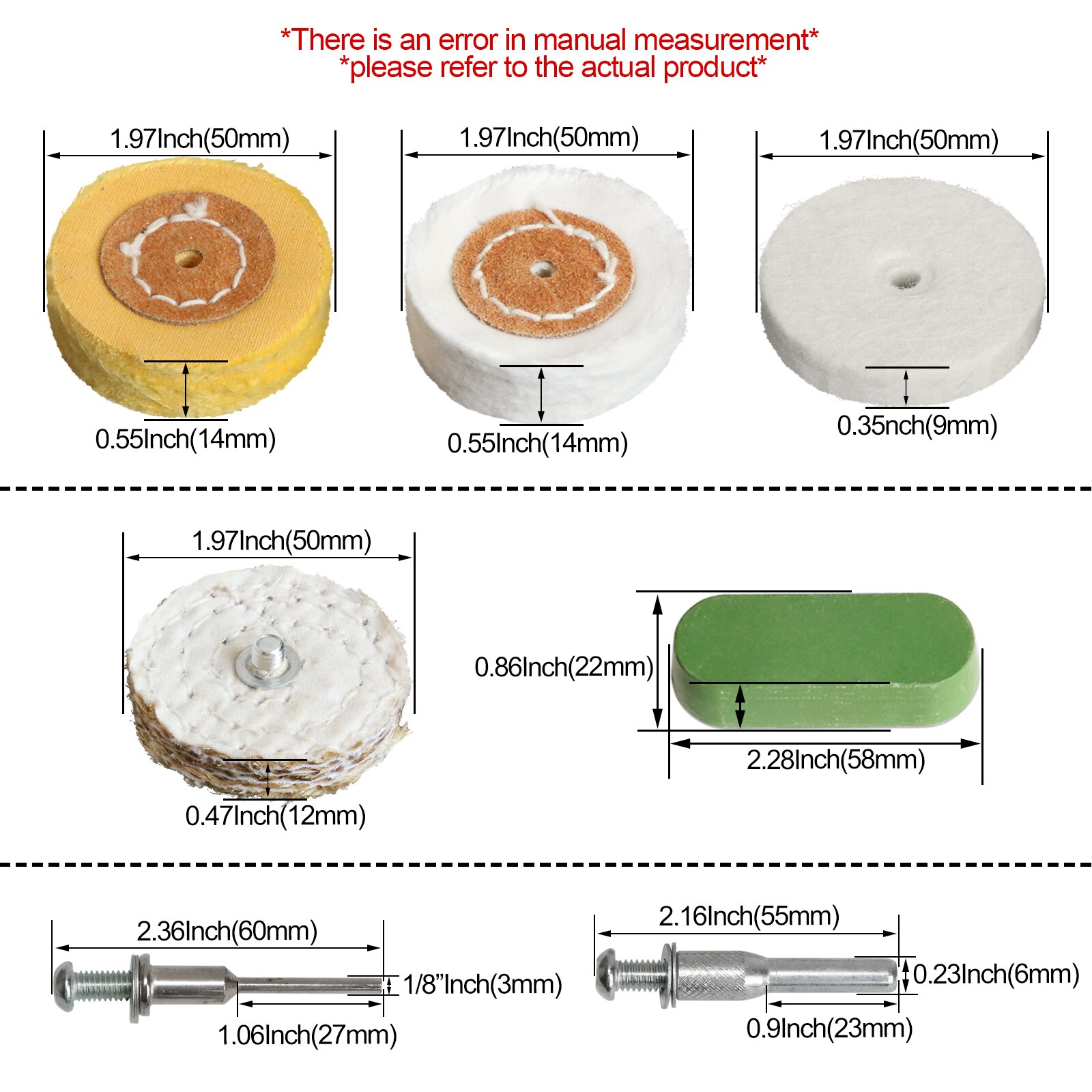 Cabezal de pulido de tela de algodón, rueda pulidora de fieltro de lana, mango de pulido de espejo de 3/6mm para accesorios de herramientas rotativas de taladro, 2 pulgadas, 50mm, 1 unidad
