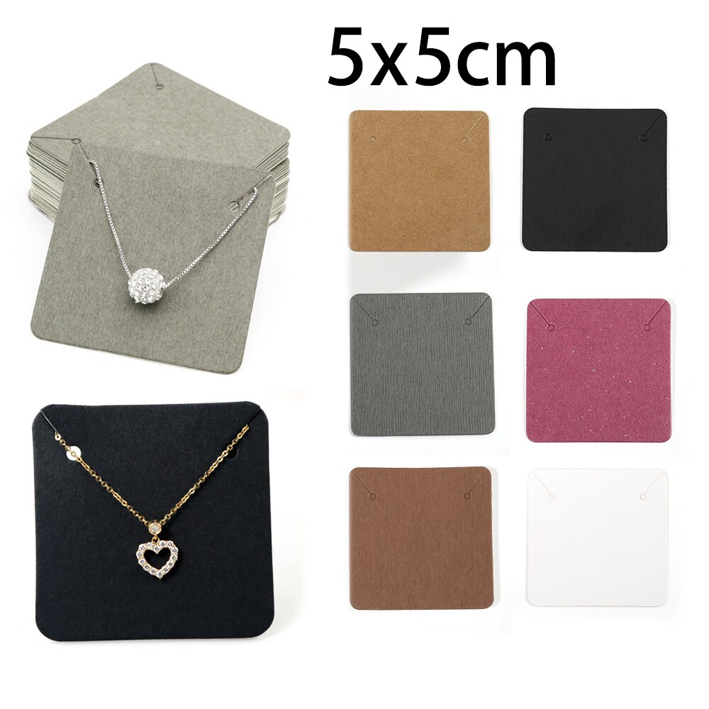 50 sztuk/partia 5x5cm 6x9cm Kraft Paper Card kolczyki naszyjniki karty do pakowania biżuterii karton wiszące cena Tag karty