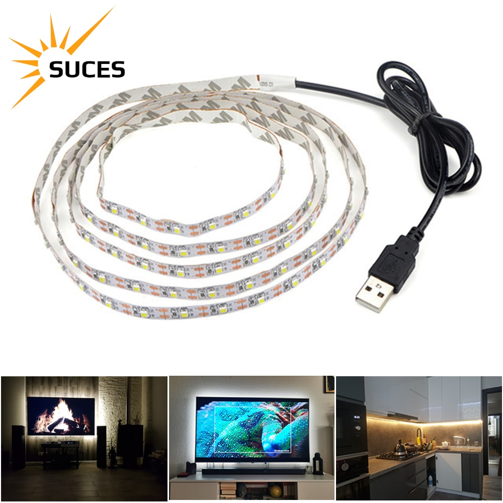 Dc 5V Usb Led Strips 2835 Wit Warm Wit Tira Led Strip Licht Tv Achtergrond Verlichting Tape Home Decor lamp 1- 5M