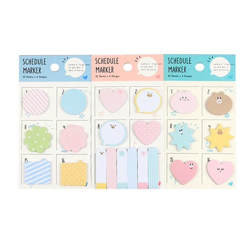 3pcs Schedule Marker Memo Pads Marker of Page Sticky Notes Message Sticker School Office Supply Stationery (Random Pattern)