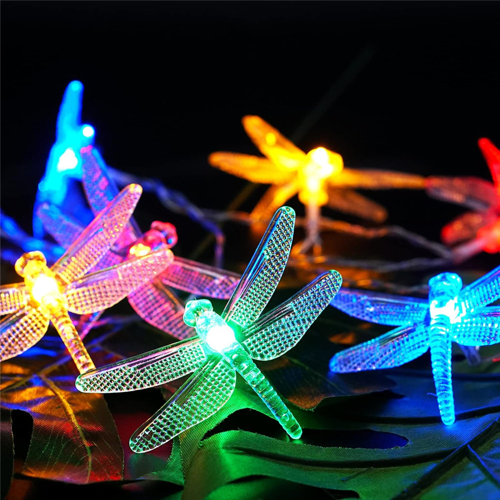 Libellen-Lichterkette, 40 LEDs, dekorativer funkelnder Lichterkette, batteriebetrieben, für Schlafzimmer, Hochzeit, Weihnachtsdekoration: M / MULTI