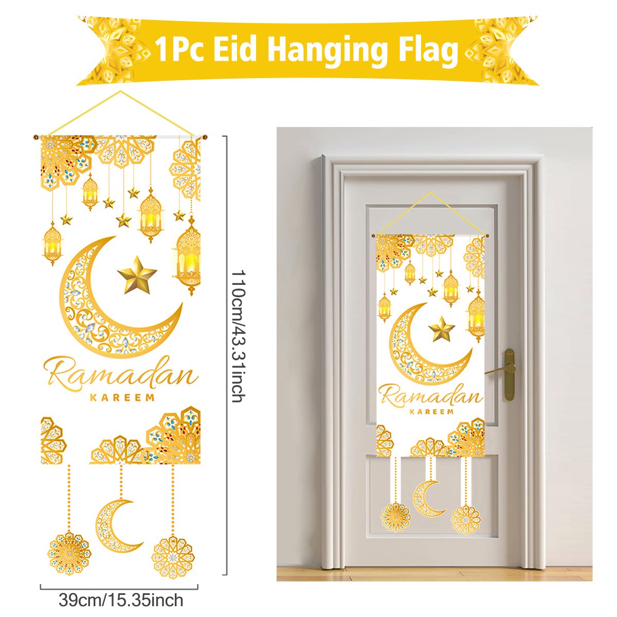 Eid mubarak pendurado bandeira ramadan decoração para casa 2025 ramadan kareem islâmico muçulmano fontes de festa eid al adha presentes