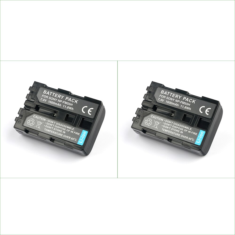 NP-FM55H FM50 Camera Digital Battery + USB Charger For Sony DSC F707 F717 F828 DSC-R1 S30 S50 S70 S75 S85 HVR-A1U DSLR-A100: 2PC Battery