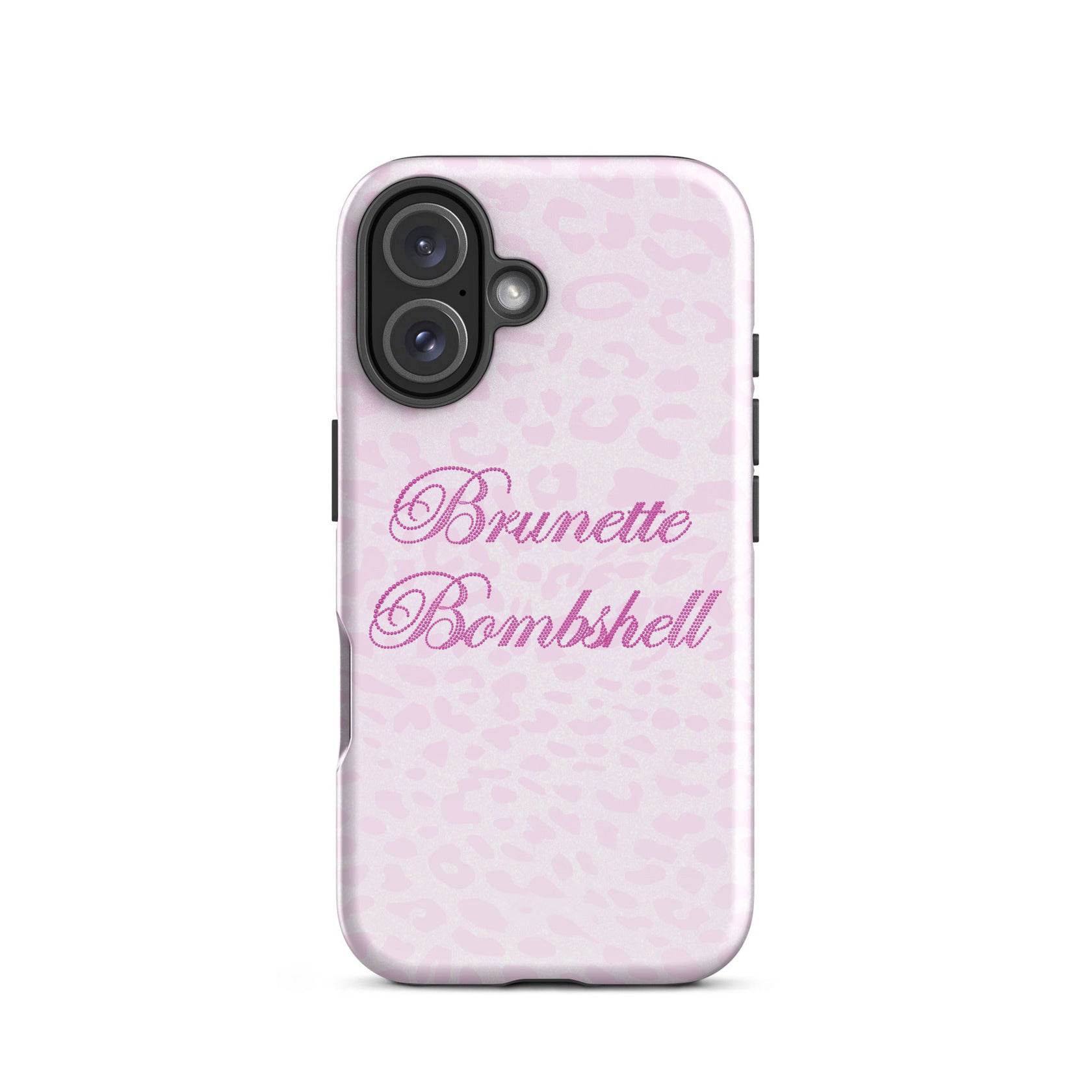 Pink leopard engelsk brunette bombe telefoncover til iphone 16 15 14 13 12 11 x pro max plus luksuriøst dobbeltlags bagcover: Aluminium