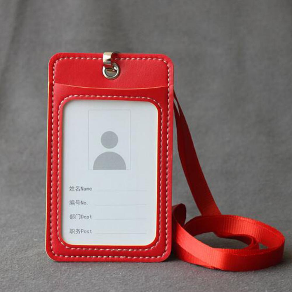 Men Women Adults Kids Leather ID Badge Bus Cards Holder Small Casual Lanyard Credit Card Case Business Organizer Bag: 1