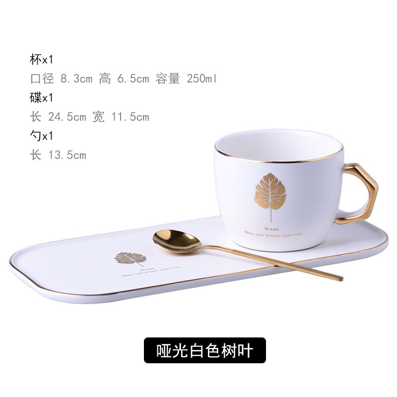 Juego de tazas de té de estilo nórdico, utensilio moderno de porcelana, juegos de vajilla de taza de café de cerámica europea, borde dorado, Xicara Drinkware EB50BD: white 1