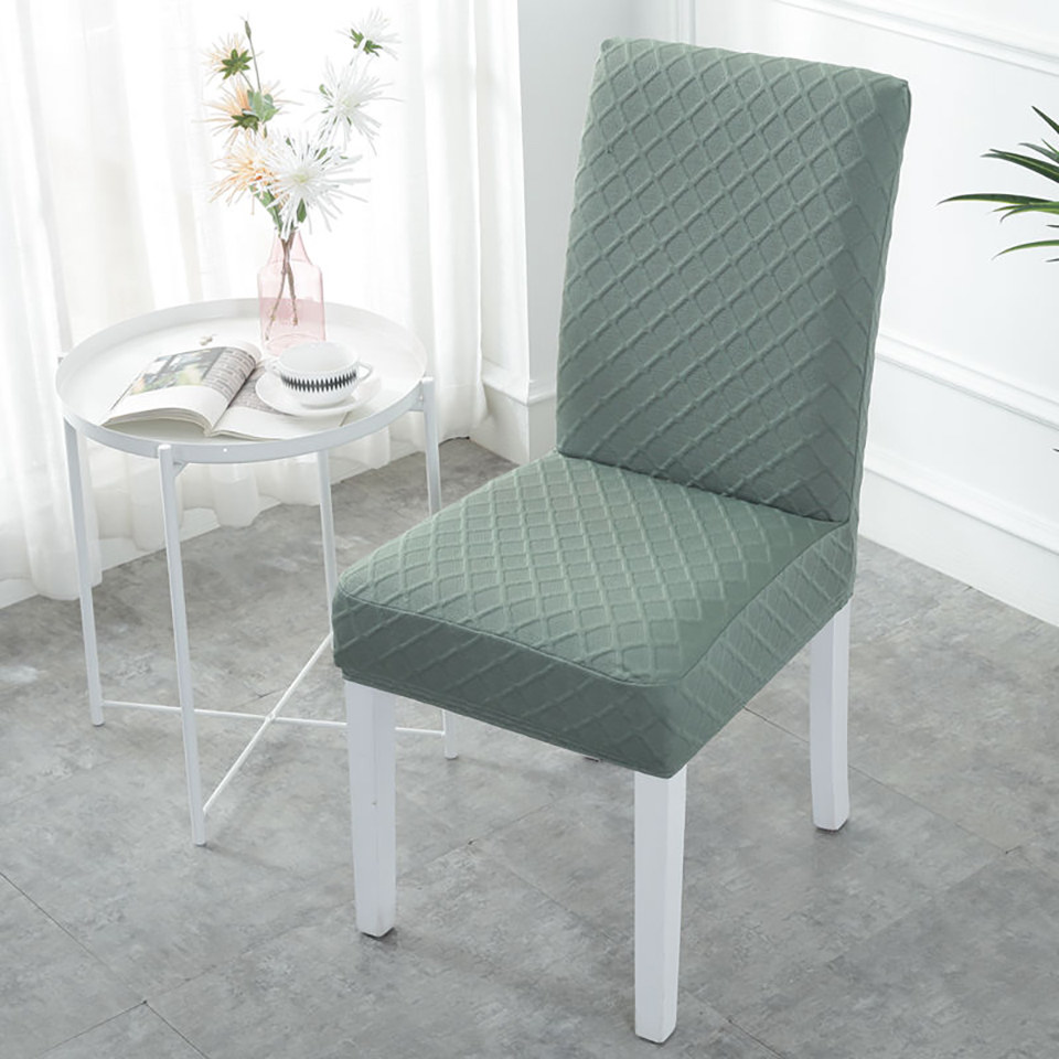 Housse de chaise élastique en tissu à Double couche | Couvre-chaise extensible pour la cuisine/mariage, housse de chaise en Spandex avec dossier pour salle à manger: Green Tea / Low-backed 43-51cm