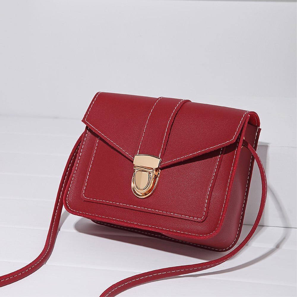 Women Handbag Small Shoulder Bag PU Leather Envelope Crossbody Messenger Handbag Purse: Red
