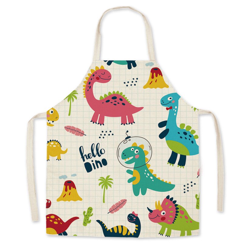 Delantal de cocina con dibujos animados para padres e hijos, sin mangas, de lino y algodón, Unisex, para hornear: NO.1 / 68x55cm adult size
