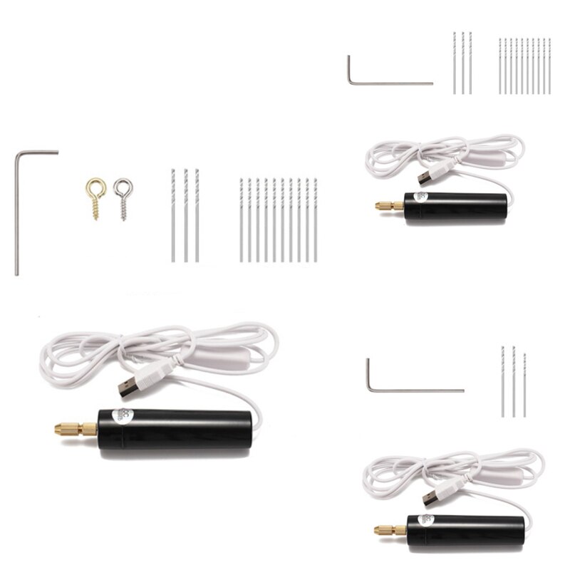 GTBL Mini Hand Drill USB Powered Handheld Rotary Drill Set With Twist Drill Bits For Metal Wood Jewelry