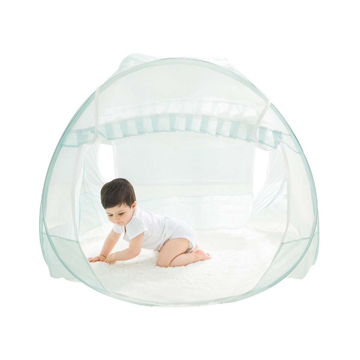 Berço-rede cama do bebê mosquiteiro criança dobrável yurt mosquito net capa de fibra de poliéster portátil para crianças: Default Title
