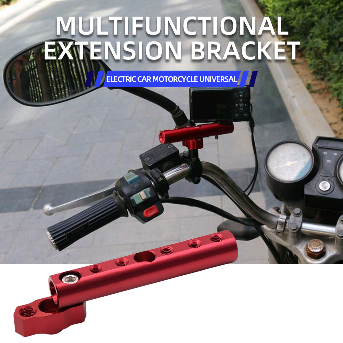 1 stuks universele spiegelmontage uitbreidingsbeugel voor motorfietsen, scooters en ATV's, ondersteunt mobiele telefoonhouder spotlights