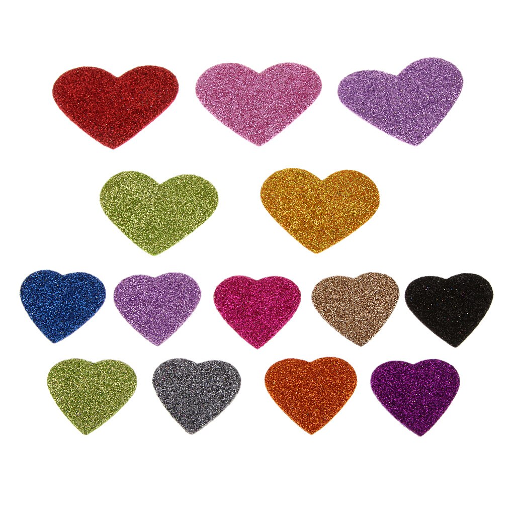 45pcs Glitter Foam Heart Shape Mixed Self Adhesive Sticker for Kids Crafting Other Craft