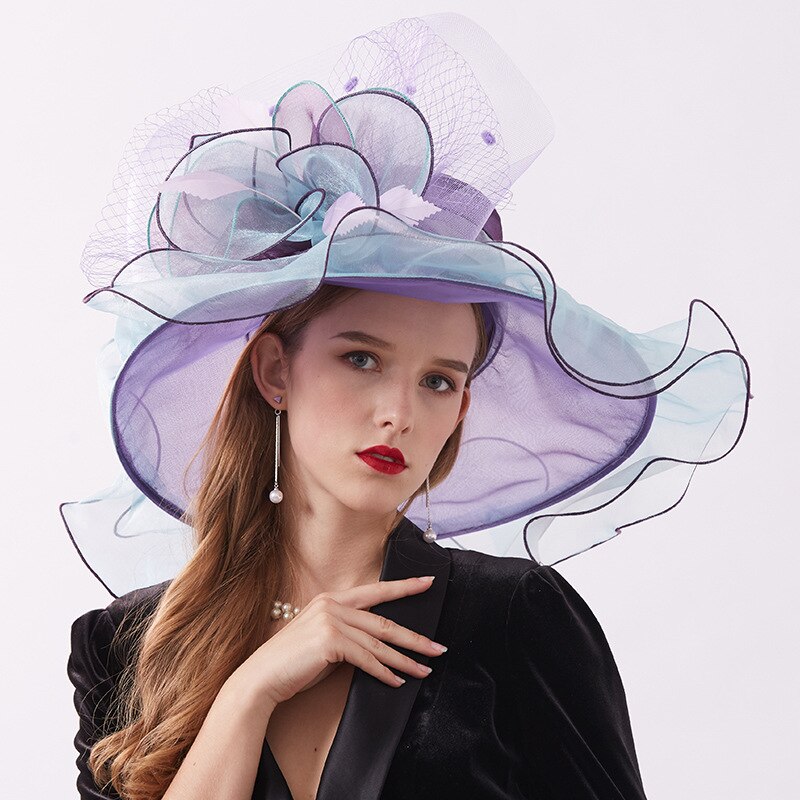Bruidshoeden voor dames bruiloften bloemenhoeden organza chapeau de mariage bruidsjurk accessoires 4 kleuren: Nr . .2