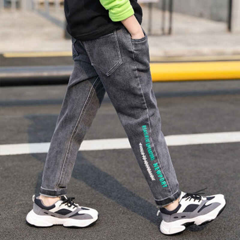 Primavera outono meninos jeans roupas de bebê calças clássicas crianças denim roupas menino casual bowboy calças compridas 3-14y