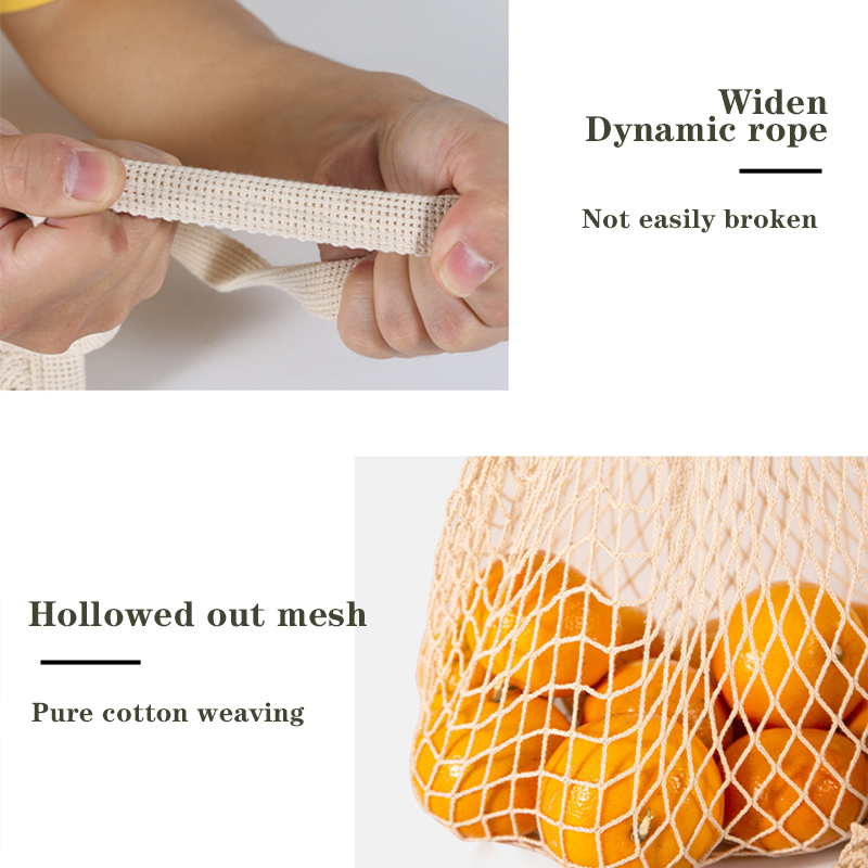 Wasbare katoenen mesh boodschappentassen Katoenen touwtassen Netto boodschappentassen Mesh tassen voor fruitopslag Herbruikbare fruit-groentezak