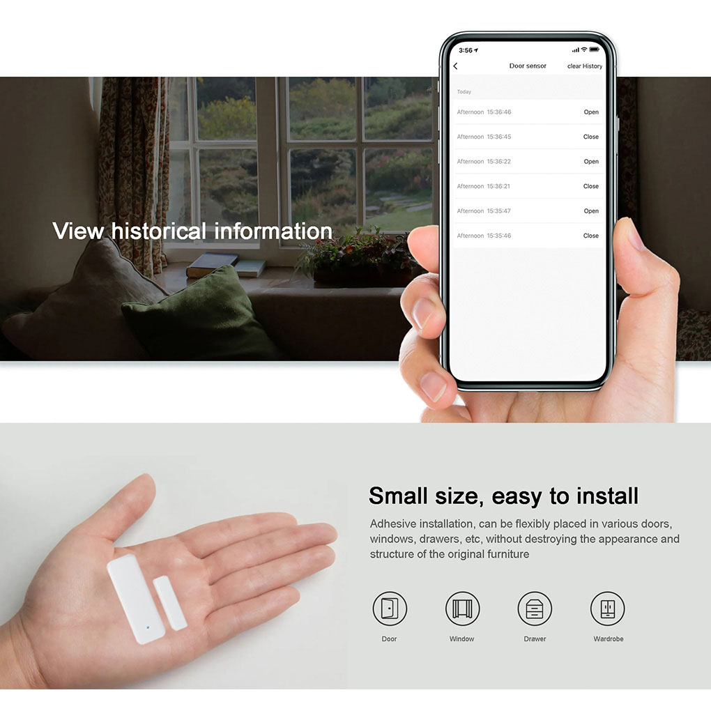 thumbnail image 2 of Smart Wi-Fi Door Window Sensor – Works With Alexa, Google Home & Tuya App – No Hub Required 2 of 5