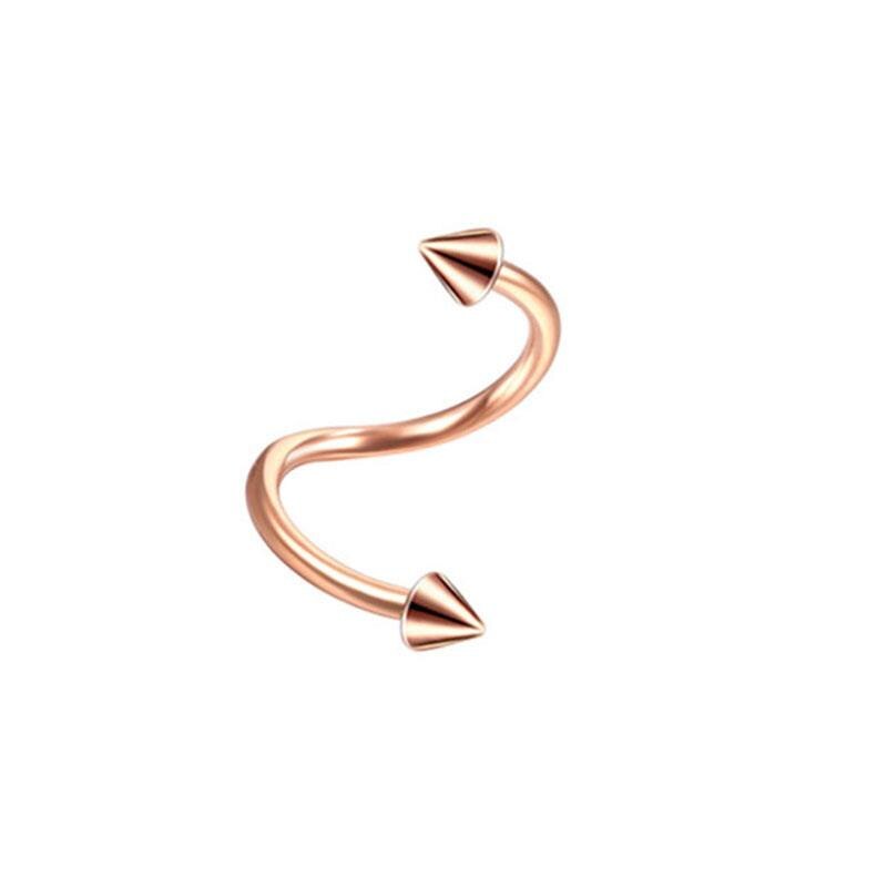 1/2 stücke S Form Nase Ring Edelstahl Bar Spirale Twister Tragus Ohr Piercing Helix Körper Schmuck Piercing ohr: rose gold taper