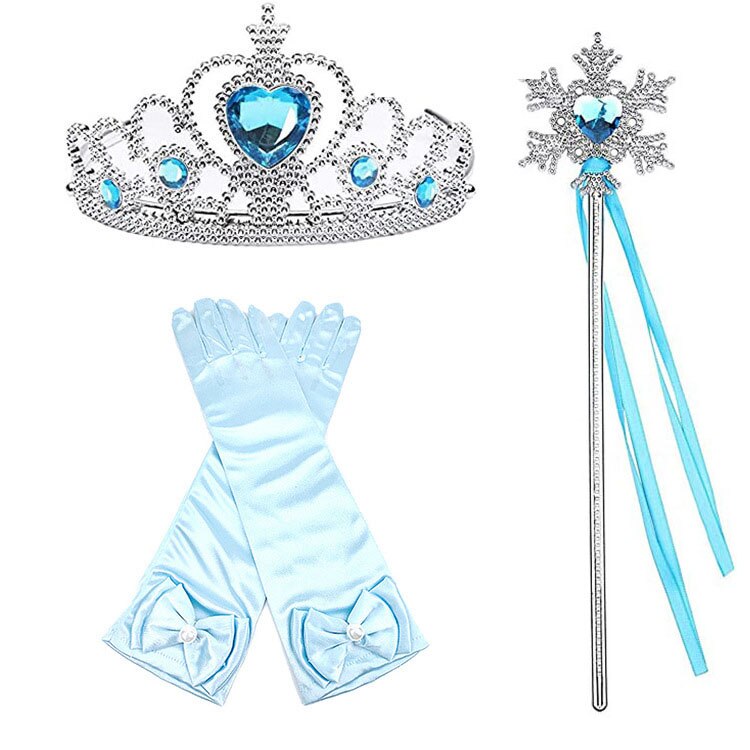 Elsa Prinses Accessoires Handschoenen Wand Kroon Sieraden Set Elsa Pruik Vlecht voor Prinses Jurk Kleding Cosplay Aankleden Sneeuwvlok: YELLOW
