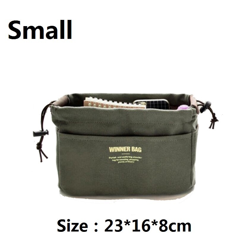 Canvas Purse Organizer Bag Organizer Insert Met Compartimenten Make Organisatoren Handtas Organizador Trousse Maquillage Femme: Small Green